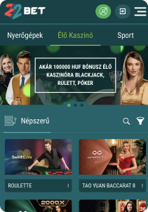 22Bet Casino mobile app screenshot