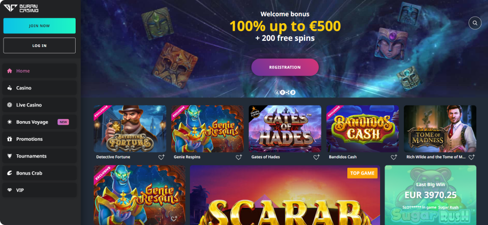 Buran Casino desktop screenshot