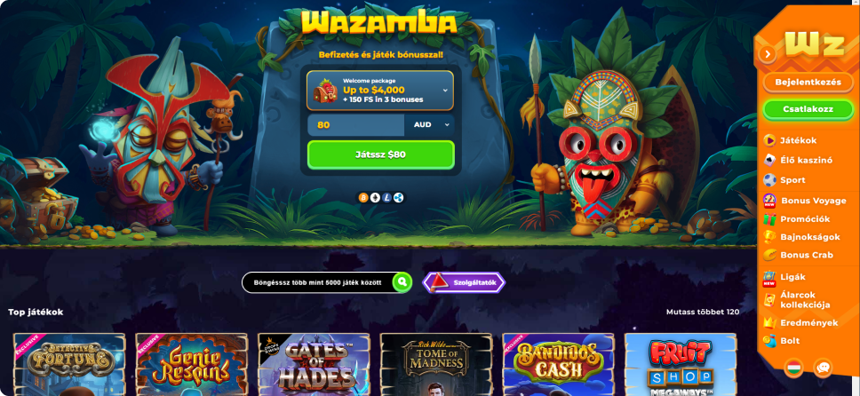 Wazamba Casino desktop screenshot