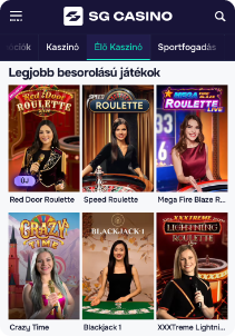 SG Casino mobile screen live casino